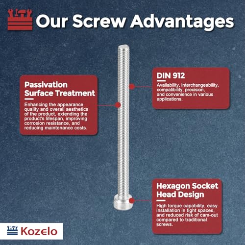 Socket Head Cap Screws M5-0.8x65mm 304 Stainless Steel Silver 10pcs - size: M5-0.8x65mm