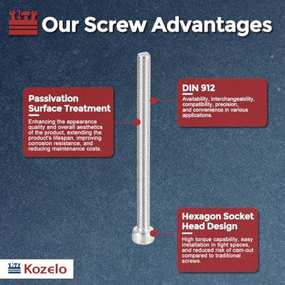 Socket Head Cap Screws M5-0.8x65mm 304 Stainless Steel Silver 10pcs - size: M5-0.8x65mm