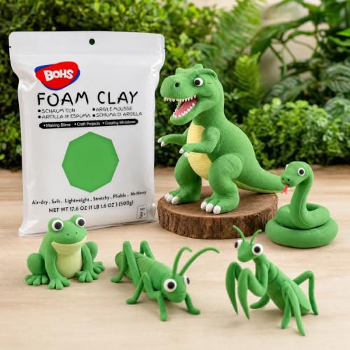 BOHS Foam Clay, Green Air Dry Modeling Clay, 1.1 lb - color: Green, size: 500 g