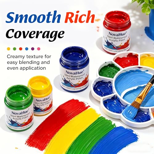 Acrylic Paint Set, 24 Colors 1.78oz Bottles with 10 Art Brushes