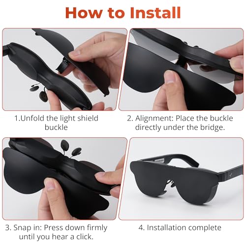 BonFook HiBloks Light Blocker Lens Shade for RayNeo Air 4/4 Pro AR Glasses
