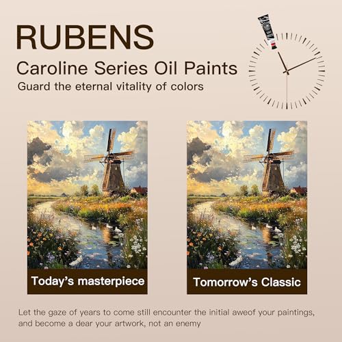 rubens Oil Paint Set 2oz 15 Colors Caroline Oil Paint for Canvas(Series B) - color: 15 Colors-B