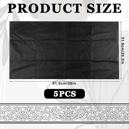 5 Sheets Graphite Transfer Paper, 20 × 36inch Transfer Paper for Drawing, Black Waxed Graphite Papers for Drawing, Tracing, Fabric, Sketch, Black