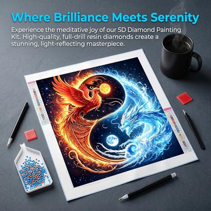YCZO 5D Dragon and Phoenix Diamond Art Painting Kits for Adults Beginners