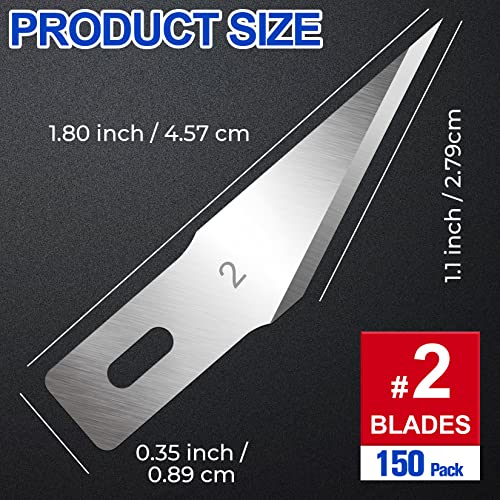 DIYSELF 150 PCS Exacto Knife Blades #2, SK5 Exacto Blades with Storage Case - size: #2