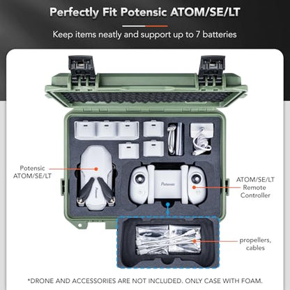 Lykus Titan AM100 Waterproof Hard Case for Potensic Atom 2/3-Axis/SE/LT - color: Green