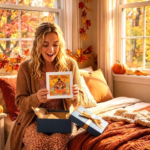 Geyoga 4 Pcs Fall Diamond Painting Kits with Frame 7 x 7 Inch - style: Thanksgiving