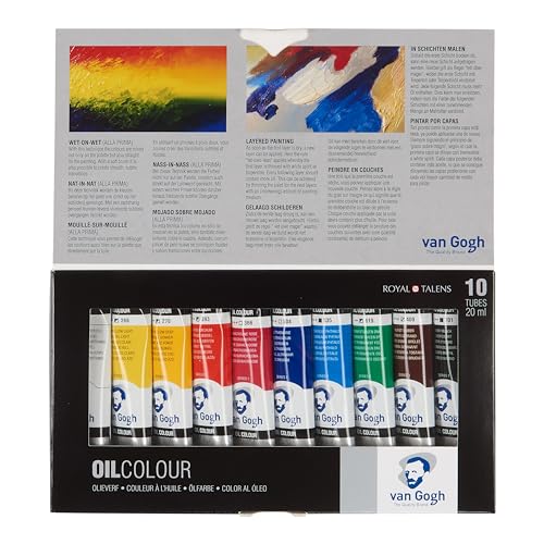 Vangogh Oil Paints - Set of 10, Assorted Colors, 20 ml Tubes