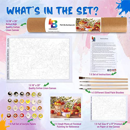 Ledgebay Paint by Numbers Kit for Adults, 16x20 Unframed Canvas - color: Apple Harvest, size: 16" x 20" Unframed