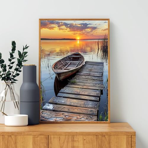 4 Pack Framed Paint by Numbers Kit for Adults with Wooden Easel, Sunset - color: YOP4P05
