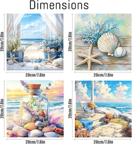 Ekuxom 4 Pack Beach Paint by Numbers Kit for Adults on Canvas Framed - color: 4 Pack Beach
