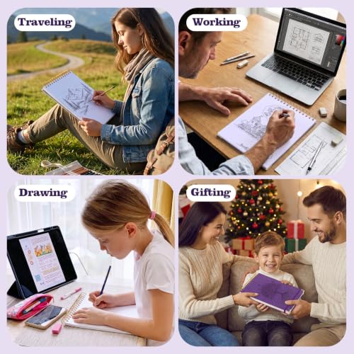 Blank Notebook Journal, Hardcover Sketchbook, 300 Page No Bleed Thick Paper - color: Blue, size: B5 (7" x 10")