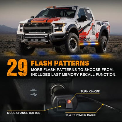 XRIDONSEN 2PCS 60 inch Running Board Strobe Lights Truck Emergency Lights - color: Amber/Blue