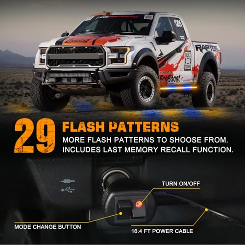 XRIDONSEN 2PCS 60 inch Running Board Lights Truck Strobe Lights - color: Amber/Blue