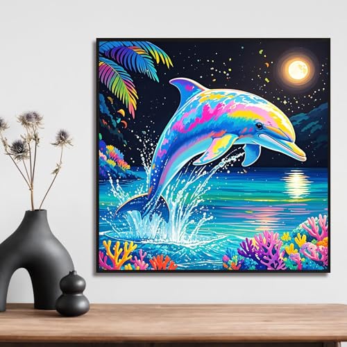 ILYUFO Diamond Art Kits for Adults Dolphin DIY Diamond Painting - color: Dolphin