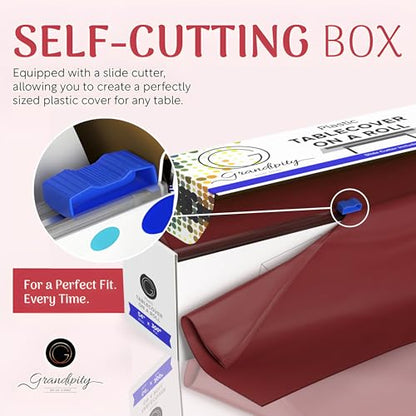 Grandipity Plastic Table Cloth Roll - 54in x 300 Ft. Table Cover Burgundy - color: Burgundy, size: 3600" x 54" (Rectangular)