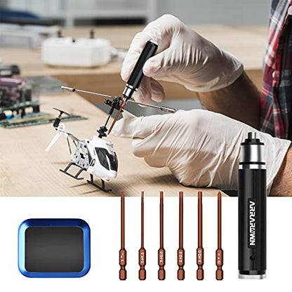 9Pcs RC Car Tool Kit 6 in 1 Hex Screwdriver Set with Tray,Cross Wrench - color: Black With Brown Bits