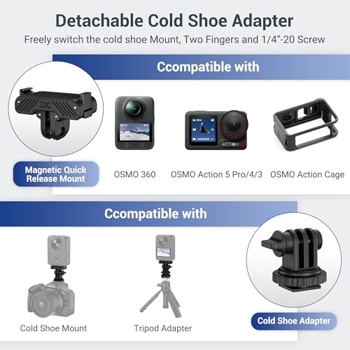 JJC Cold Shoe Mount Adapter for DJI Osmo Action 5 Pro 4 3,Stable Mounting - color: Hot Shoe/Cold Shoe Adapter
