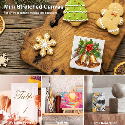 AUREUO Mini Stretched Canvas - 3x4 Inch/24 Pack - 2/5 Inch Profile Small Square Canvas - Gift Set Bulk Pack Canvases for Acrylic Painting & Craft - size: 3"x4"