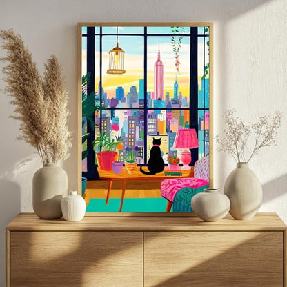 Mandun Cat Paint by Numbers Kit for Adults, 16x20 inch - color: Cat