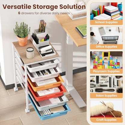 RELAX4LIFE 6-Drawer Rolling Storage Cart w/Lockable Wheels(Macaron) - color: Macaron, size: 22.5”H
