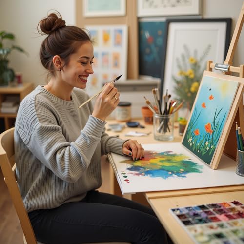 DUGATO Squirrel Hair Watercolor Paint Brushes, Mop Round Tip Brush, 4-Piece - color: 4 Brushes - Set