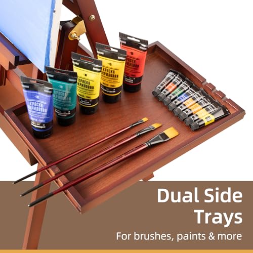 Horizontal Beechwood Studio Easel with Drawer and Palettes, Walnut - style: Horizontal Walnut