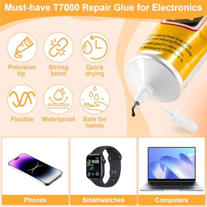 220 ML T7000 Black Glue, Semi Fluid Black Adhesive Glue Precision Craft Repair for Electronics Phone Screen Replacements DIY Jewelry Making Glass Wood Metal Stones - color: 2 X 110 ML
