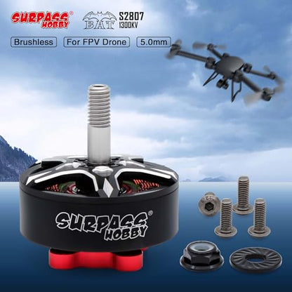 Surpass Hobby S2807 Outrunner Brushless Motor 6S 1300KV Drone Motor for 6-7inch Long Range FPV Racing Drone Freestyle FPV Drone Quadcopter (1300KV 1Pcs) - size: 1300kv-1pack