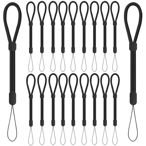 FrgKbTm Hand Wrist Strap Lanyard, Adjustable Nylon Colorful for Mobile Phone, Camara, USB Flash Drive, ID Name Tag Badge - color: 20pcs-black