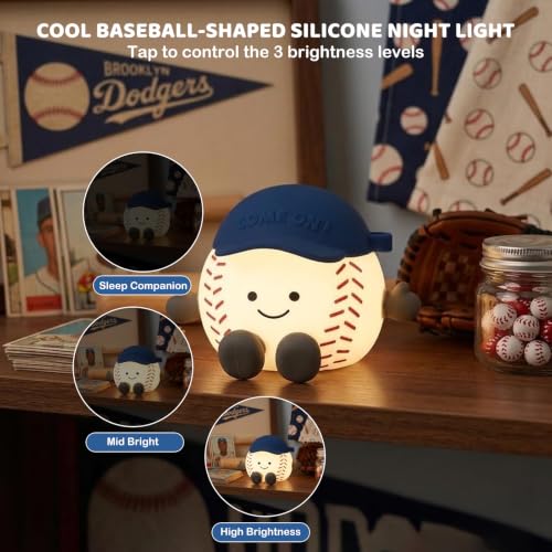Baseball Night Light Gifts, RGB Kids Baseball Lamp Touch Control - color: Baseball