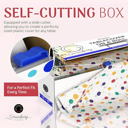 Grandipity Plastic Table Cloth Roll - 54in x 100 Ft. Table Cover - color: Happy Birthday, size: 1200" x 54" (Rectangular)