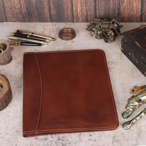 Heavy Duty Buffalo Leather Legal Pad Portfolio with Binder, Wine - color: Wine