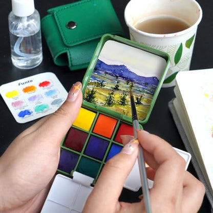 Funto Mini Watercolor Travel Set Refill, 9-Color Replacement Palette For Painting - style: Basic Set