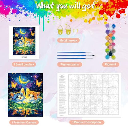 Yunnuo Cat Paint by Numbers Kit for Adults, 16X20 in - color: A-002-two cats