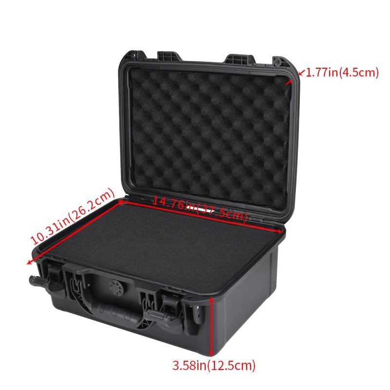 17in Waterproof Hard Shell Case with DIY Customizable Foam Insert (14.6 x 10.2 x 6.7in Interior) - color: Black-17in