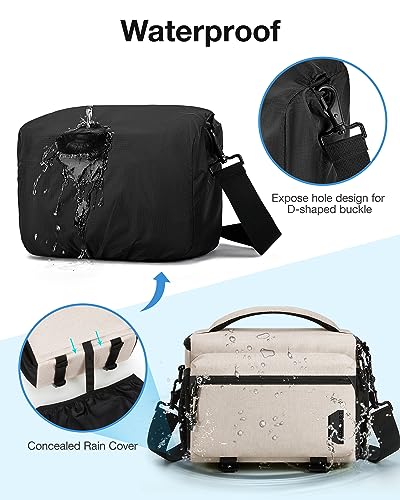 BAGSMART Camera Sling Bag with Tripod Holder & Rain Cover, Ivory White - color: 03-Ivory White
