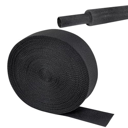 2 in 1 Braided Heat Shrink Tubing Wire Wrap Coed Protect 1"-22FT - size: 1"(25mm), style: 22FT