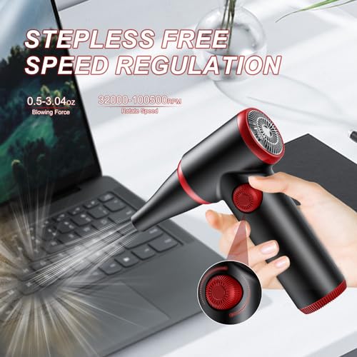 ATEngeus Air Duster, Stepless Speed Compressed Air Duster with LED Light - color: Tad072