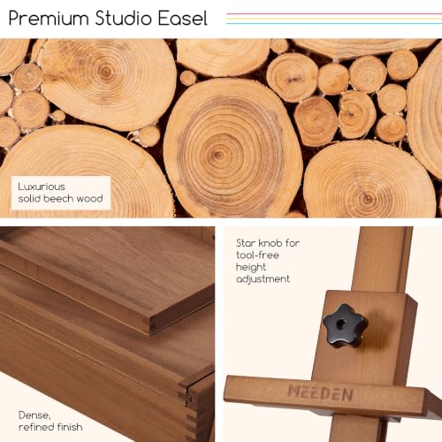 MEEDEN Painting Easel with Storage and Tray: H-Frame Beech Wood Art Easel - color: Walnut