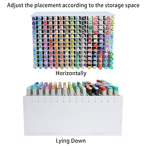 SANFURNEY Marker Organizer for 180 Markers, Desktop Storage Rack - size: Rack for 180 Markers - White