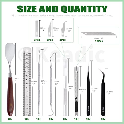 Keadic 31Pcs Professional Model Tools Compatible with Vinyl Weeding Tool Includes Paper Trimmer Cutting Board Utility Knife with Blades, Hobby Building Tools Craft Set