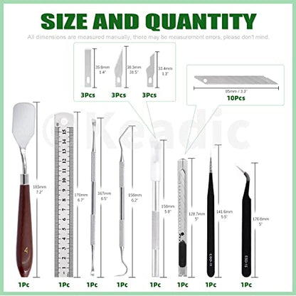 Keadic 31Pcs Professional Model Tools Compatible with Vinyl Weeding Tool Includes Paper Trimmer Cutting Board Utility Knife with Blades, Hobby Building Tools Craft Set