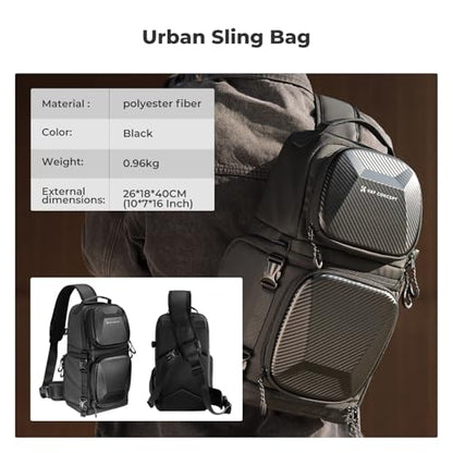 K&F CONCEPT Hardshell Camera Sling Bag, 10L EVA Case with Tripod Holder - color: Hardshell-black, size: Large