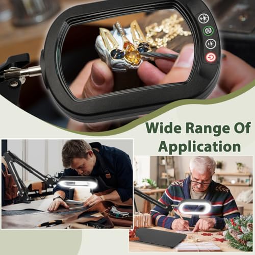 Veemagni 12X Rectangle Magnifying Glass with Light and Stand, Real Glass - color: Black