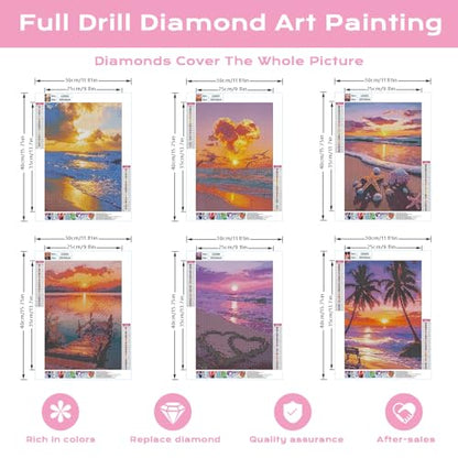 DOTSOPS 6 Pack Beach Diamond Painting Kits for Adults Art Painting Kits - color: Beach