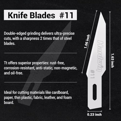 10-Pack #11 Ceramic Craft Knife Blades with 1 Aluminum Alloy Handle