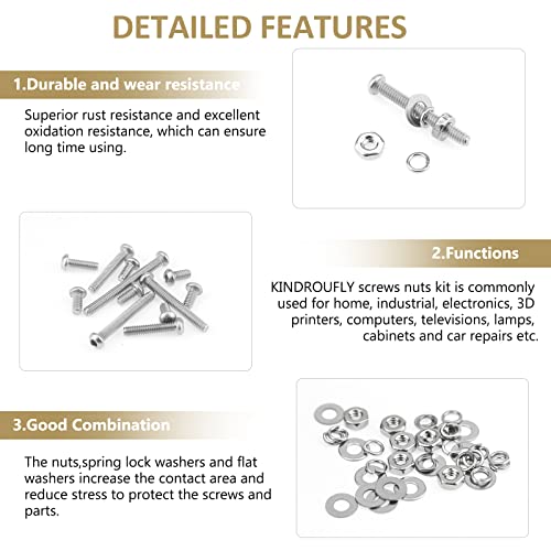 562 Pieces M2.5 x 4/6 /8/10 /12/16 /20mm Button Head Socket Cap Screws Nuts Washers Assortment Kit, 304 Stainless Steel, Fully Machine Thread - size: M2.5, style: Button Head