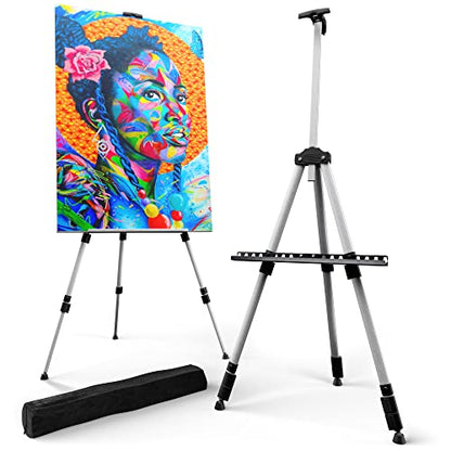 T-SIGN Portable Artist Easel Stand for Painting - Adjustable Height Painting Easel with Bag - Tabletop Art Easel for Painting Canvas Stand, Poster Stand - Metal Tripod- 66 inches (Pack of 2)