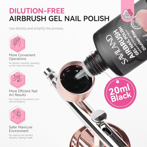 SAVILAND Hema-Free Airbrush Gel Nail Polish Black Gel Nail Polish 20ML - color: Black
